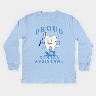 Proud dental assistant Funny Retro Pediatric Dental Assistant Hygienist Office Gifts Kids Long Sleeve T-Shirt